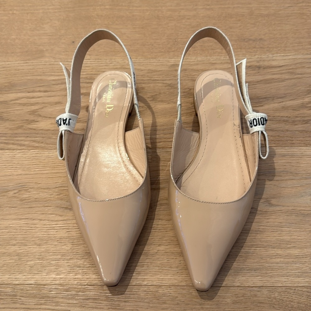 Christian Dior J’Adior Nude Patent Slingback Flat Sz 39 - Picture 2 of 7